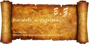 Barabás Zulejka névjegykártya